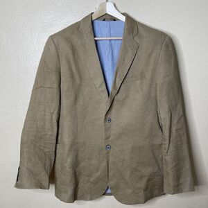 Tasso Elba Island Blazer Mens Large Khaki 2 Buttons Linen Casual